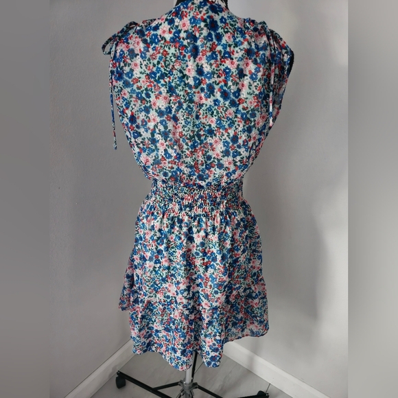 BCBG Paris Layered Chiffon Floral Print Ruffle Mini Summer Dress Women Size S - Picture 12 of 16